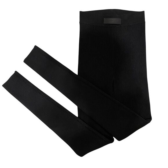 Essentials Fear of God Ribbed Knit Leggings Sz M Black High Rise Travel Outdoor - Picture 2 of 7